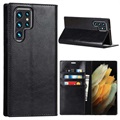 Samsung Galaxy S22 Ultra 5G Leren Wallet Hoesje met Statief - Zwart