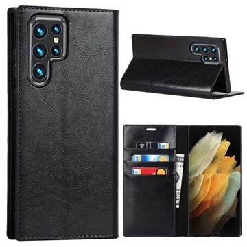 Samsung Galaxy S22 Ultra 5G Leren Wallet Hoesje met Statief