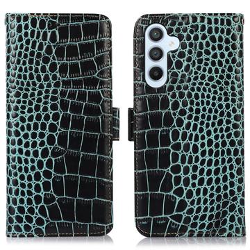 Samsung Galaxy S23 FE Crocodile Series Wallet Leren Hoesje met RFID - Groen