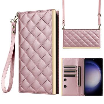 Samsung Galaxy S23 FE Luxe Gewatteerd Portemonnee Hoesje - Roségoud