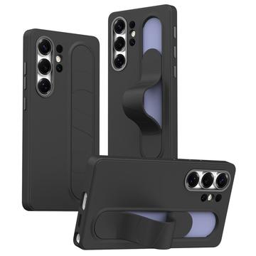 Samsung Galaxy S23 Ultra Slim Hybride Hoesje met Staande Grip - Zwart