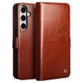 Samsung Galaxy S24 FE Qialino Classic Wallet Leren Hoesje - Donkerbruin