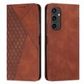 Samsung Galaxy S24 FE Ruitpatroon Portemonnee Hoesje met Magnetische Sluiting - Bruin