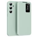 Samsung Galaxy S24 FE Smart Clear View Flip Case met kaartsleuf - Lichtgroen