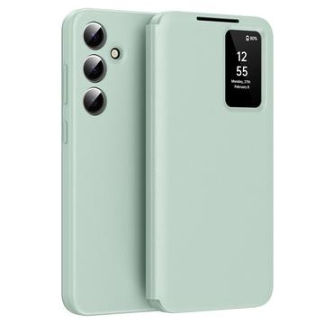 Samsung Galaxy S24 FE Smart Clear View Flip Case met kaartsleuf - Lichtgroen