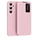 Samsung Galaxy S24 FE Smart Clear View Flip Hoesje met kaartsleuf - Roze