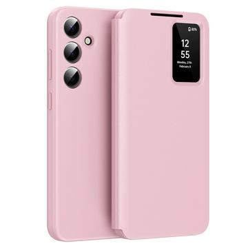 Samsung Galaxy S24 FE Smart Clear View Flip Hoesje met kaartsleuf - Roze