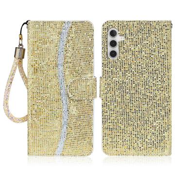 Samsung Galaxy S24 FE Stijlvol Glitter Portemonnee Hoesje - Goud