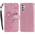 Samsung Galaxy S24 Uil Strass Portemonnee Hoesje - Roségoud