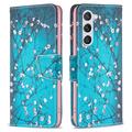 Samsung Galaxy S24 Wonder Series Portemonnee Hoesje - Wit Bloemen