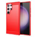 Samsung Galaxy S24 Ultra Geborsteld TPU Hoesje - Koolstofvezel