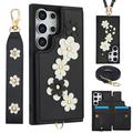 Samsung Galaxy S24 Ultra Bloemendecor hoesje met riem