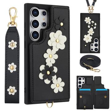 Samsung Galaxy S24 Ultra Bloemendecor hoesje met riem