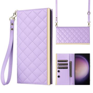 Samsung Galaxy S24 Ultra Luxe Gewatteerd Portemonnee Hoesje - Paars