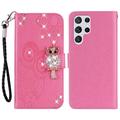 Samsung Galaxy S24 Ultra Uil Strass Portemonnee Hoesje