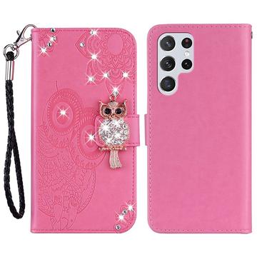 Samsung Galaxy S24 Ultra Uil Strass Portemonnee Hoesje