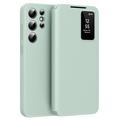 Samsung Galaxy S24 Ultra Smart Clear View Flip Case met kaartsleuf - Lichtgroen
