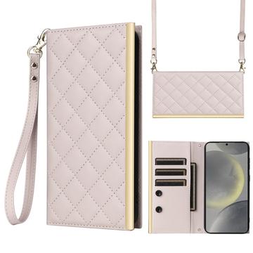 Samsung Galaxy S24+ Luxe Gewatteerd Portemonnee Hoesje - Beige