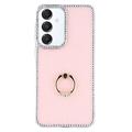 Samsung Galaxy S25/S24 CrystalGlow Hybrid Hoesje met Ringhouder - Roze