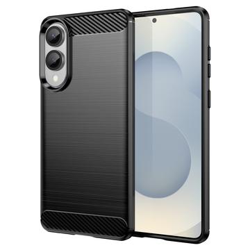 Samsung Galaxy S25 Edge Geborsteld TPU Hoesje - Koolstofvezel - Zwart