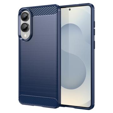 Samsung Galaxy S25 Edge Geborsteld TPU Hoesje - Koolstofvezel - Blauw