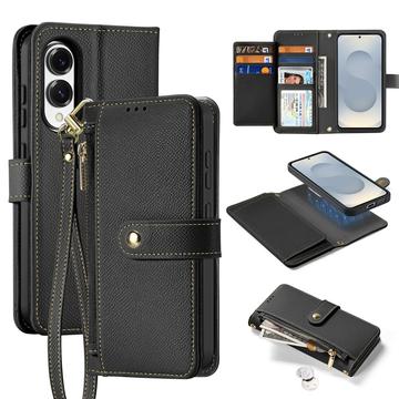 Samsung Galaxy S25 Edge Dux Ducis Lawa Leren Portemonnee Hoesje met magneet - Zwart