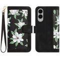 Samsung Galaxy S25 Edge Floral Portemonnee Hoesje met kaartsleuven - Zwart
