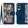 Samsung Galaxy S25 Edge Floral Portemonnee Hoesje met kaartsleuven - Donkerblauw