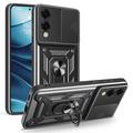 Samsung Galaxy S25 Edge Roterende ring hybride hoesje met camera schild - Zwart