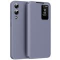 Samsung Galaxy S25 Edge Smart Clear View Flip Hoesje met kaartsleuf - Grijs Paars