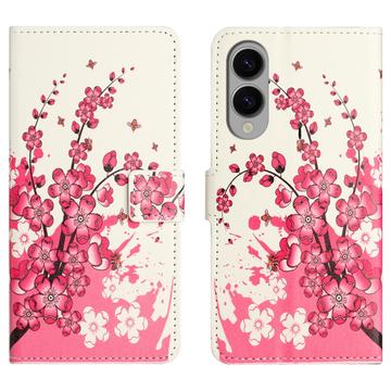 Samsung Galaxy S25 Edge Style Series Portemonnee Hoesje - Roze Bloemen