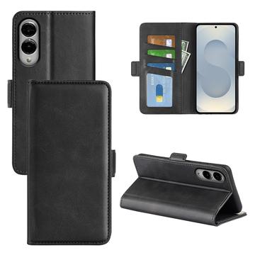 Samsung Galaxy S25 Edge Portemonnee Hoesje met Magnetische Sluiting - Kalf Textuur - Zwart