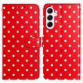 Samsung Galaxy S25 FE Polka Dot-patroon Portemonnee Hoesje - Rood