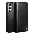 Samsung Galaxy S25 FE Qialino Classic Wallet Leren Hoesje - Zwart
