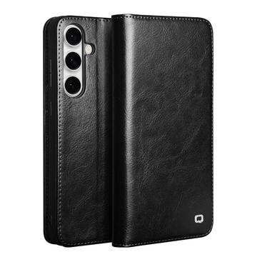 Samsung Galaxy S25 FE Qialino Classic Wallet Leren Hoesje - Zwart