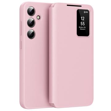 Samsung Galaxy S25 FE Smart Clear View Flip Hoesje met kaartsleuf - Roze