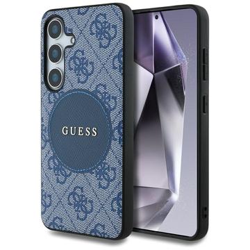 Samsung Galaxy S25 Guess 4G Rond Patch Classic Logo hoesje - MagSafe Compatibel - Blauw