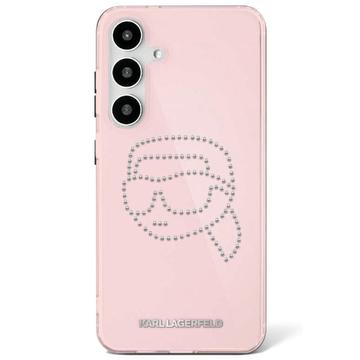 Samsung Galaxy S25 Karl Lagerfeld Rhinestones Karl Head Logo Hoesje - Roze