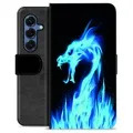 Samsung Galaxy S25 Premium Portemonnee Hoesje - Blauwe Vuurdraak