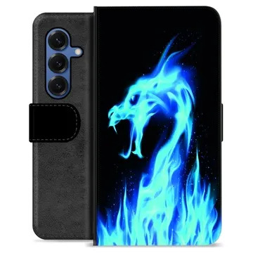 Samsung Galaxy S25 Premium Portemonnee Hoesje - Blauwe Vuurdraak