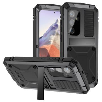 Samsung Galaxy S25 R-Just Premium hoesje met kickstand & gehard glas screenprotector - Zwart