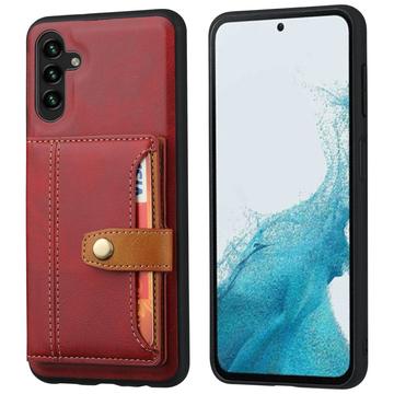 Samsung Galaxy S25 Retro Style Hoesje met Portemonnee - Rood