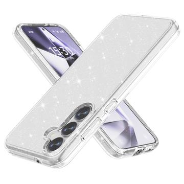 Samsung Galaxy S25 Stylish Glitter Series Hybride Hoesje - Wit