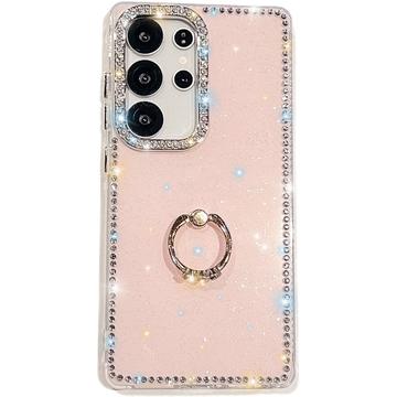 Samsung Galaxy S25 Ultra CrystalGlow Hybrid Hoesje met Ringhouder - Roze