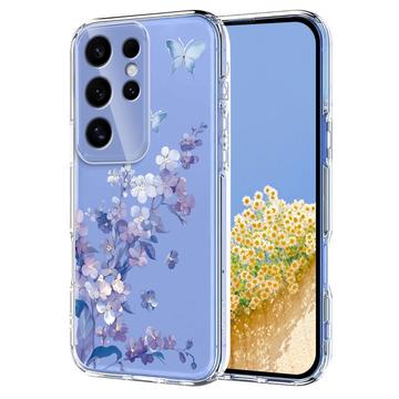 Samsung Galaxy S25 Ultra TPU-hoesje met bloemenpatroon - Paars