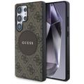 Samsung Galaxy S25 Ultra Guess 4G Rond Patch Classic Logo hoesje - MagSafe Compatibel - Bruin