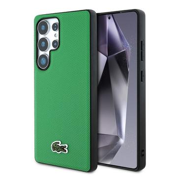 Samsung Galaxy S25 Ultra Lacoste Iconic Petit Pique Woven Logo Hoesje - MagSafe Compatibel - Groen