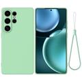 Samsung Galaxy S25 Ultra Vloeibare siliconen hoesje met polsbandje - Groen