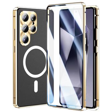 Samsung Galaxy S25 Ultra Magnetische Hoesje met Gehard Glas Screenprotector - MagSafe Compatibel - Goud