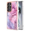 Samsung Galaxy S25 Ultra Marble Pattern Gegalvaniseerd IMD TPU Hoesje - Blauw / Roze